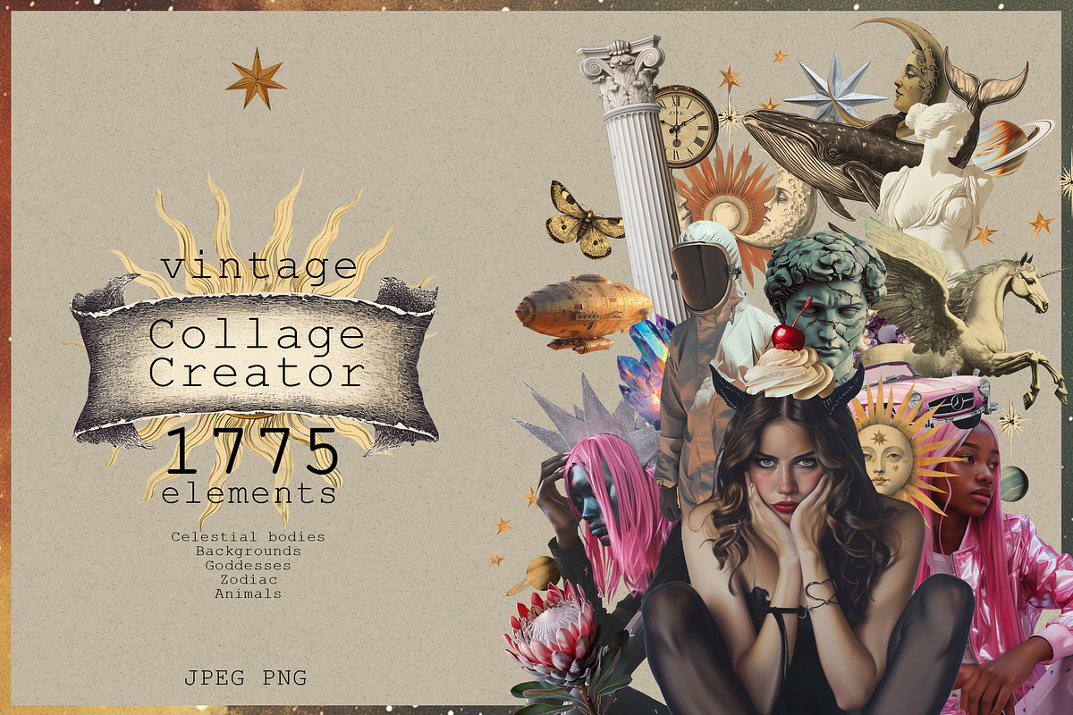Vintage Collage Creator 1775+, a Decorative Illustration by Chikovnaya (Photo 1 of 17)
