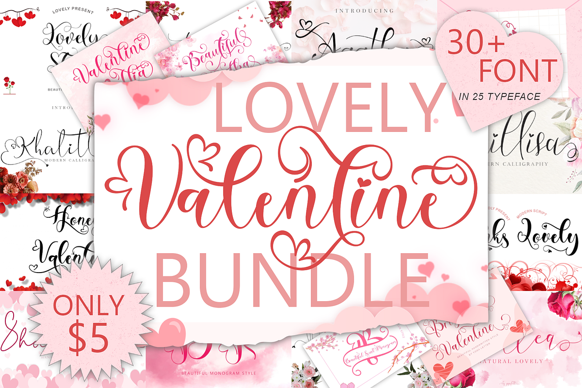 Valentine Lovely Bundle, a Handwritten Font by Yoga Letter (Photo 1 of 5)