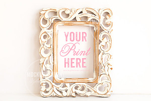 SET OF 2 Vintage White Frame Mockup