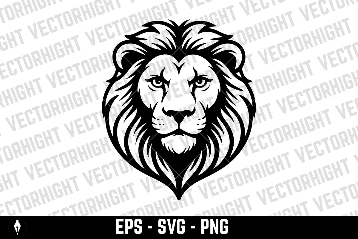 Illustration of a head of lion., an Animal Illustration by Vectorhight (Photo 3 of 3)