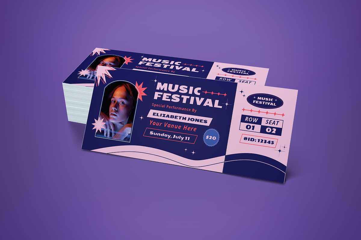 Ticket Music Festival, a Card Template by graphicook (Photo 3 of 3)