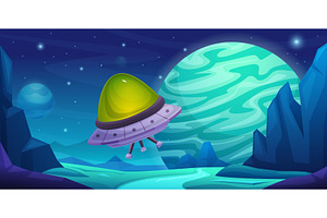 Alien ship travel. Spaceship, a Transportation Illustration by LadadikArt