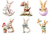 Cute Bunny Clipart Bundle, an Illustration by Pixels.Craft (Thumbnail 3 of 7)