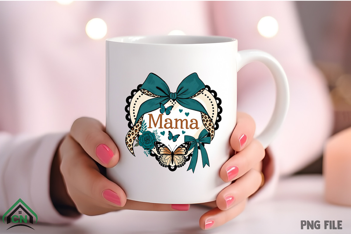 Mama Floral Leopard Bow PNG, an Illustration by Craft Nest (Photo 4 of 4)