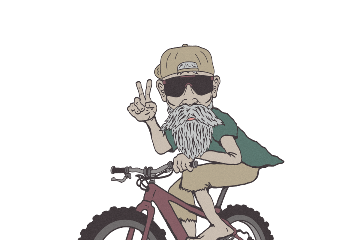 Groovy Bearded Mountain Biker vector, a Person Illustration by Fresh Wave Design (Photo 2 of 8)