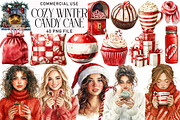 Cozy Winter Candy Cane Clipart, an Illustration by Daily.Designs (Thumbnail 1 of 4)