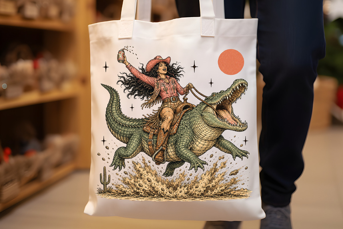 Cowgirl Crocodile Rider PNG, an Object Illustration by Sublimation Artist (Photo 8 of 9)