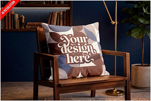 Pillow Library Chair Mockup PSD, a Household Mockup by Bruno's Shop