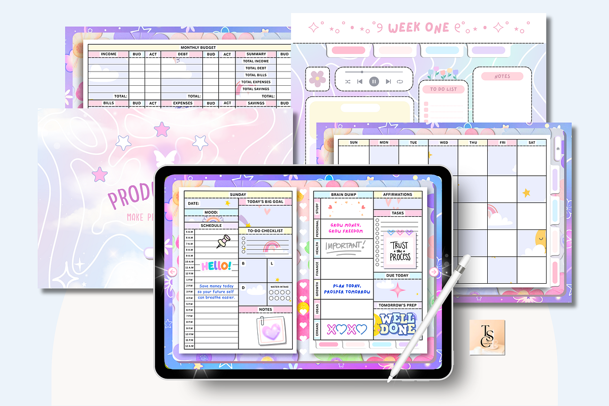 Starlight Purple Digital Planner, a Stationery Template by Tas Creative Studio (Photo 9 of 9)