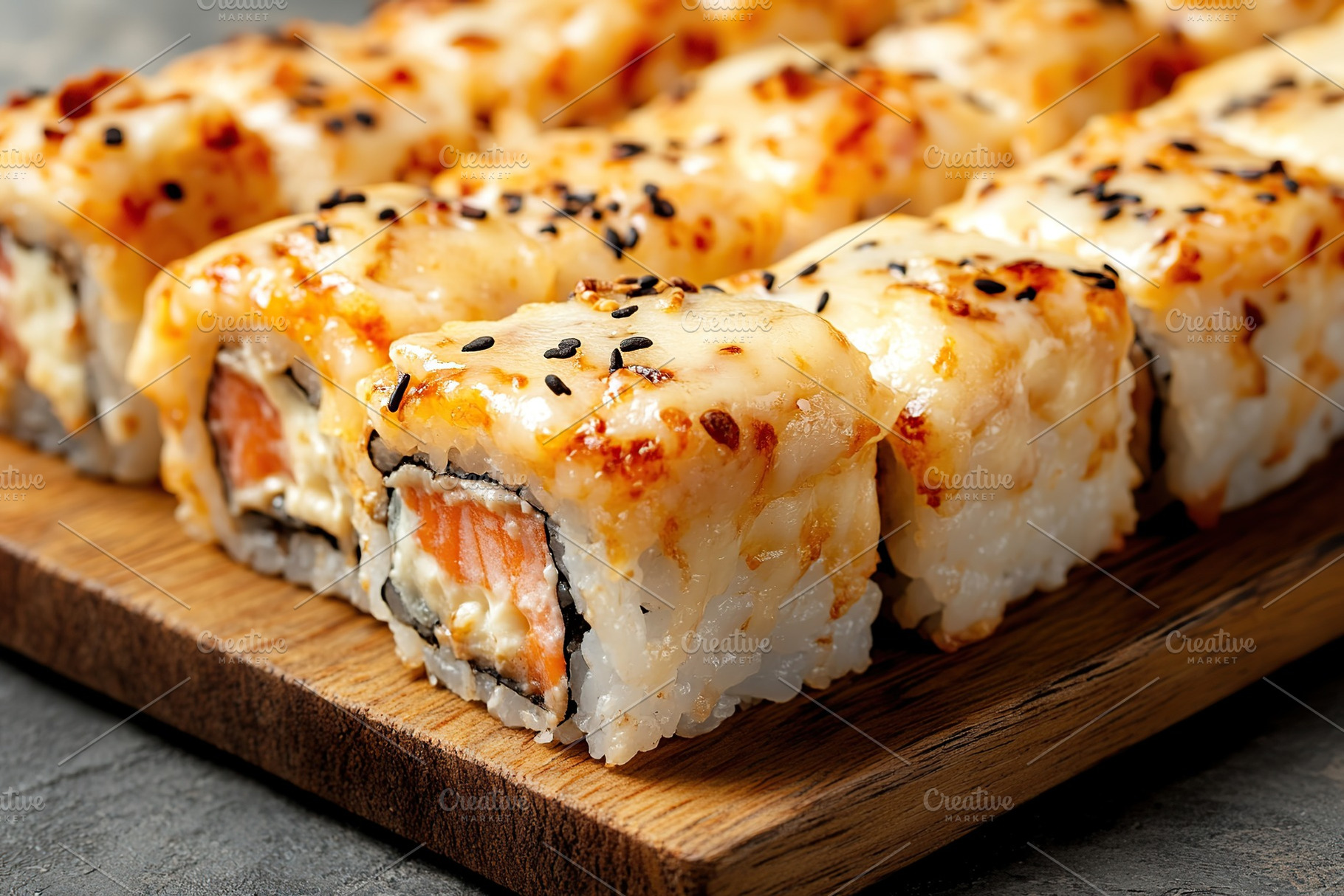 Fresh tasty sushi rolls of japanese cuisine, a Food & Drink Photo by AlyaAnd