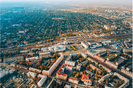 Aerial view of Homiel cityscape in, an Architecture Photo by Our Amazing World