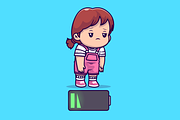 Cute Girl Tired Exhausted Cartoon, a Person Illustration by Catalyst Labs (Thumbnail 3 of 3)