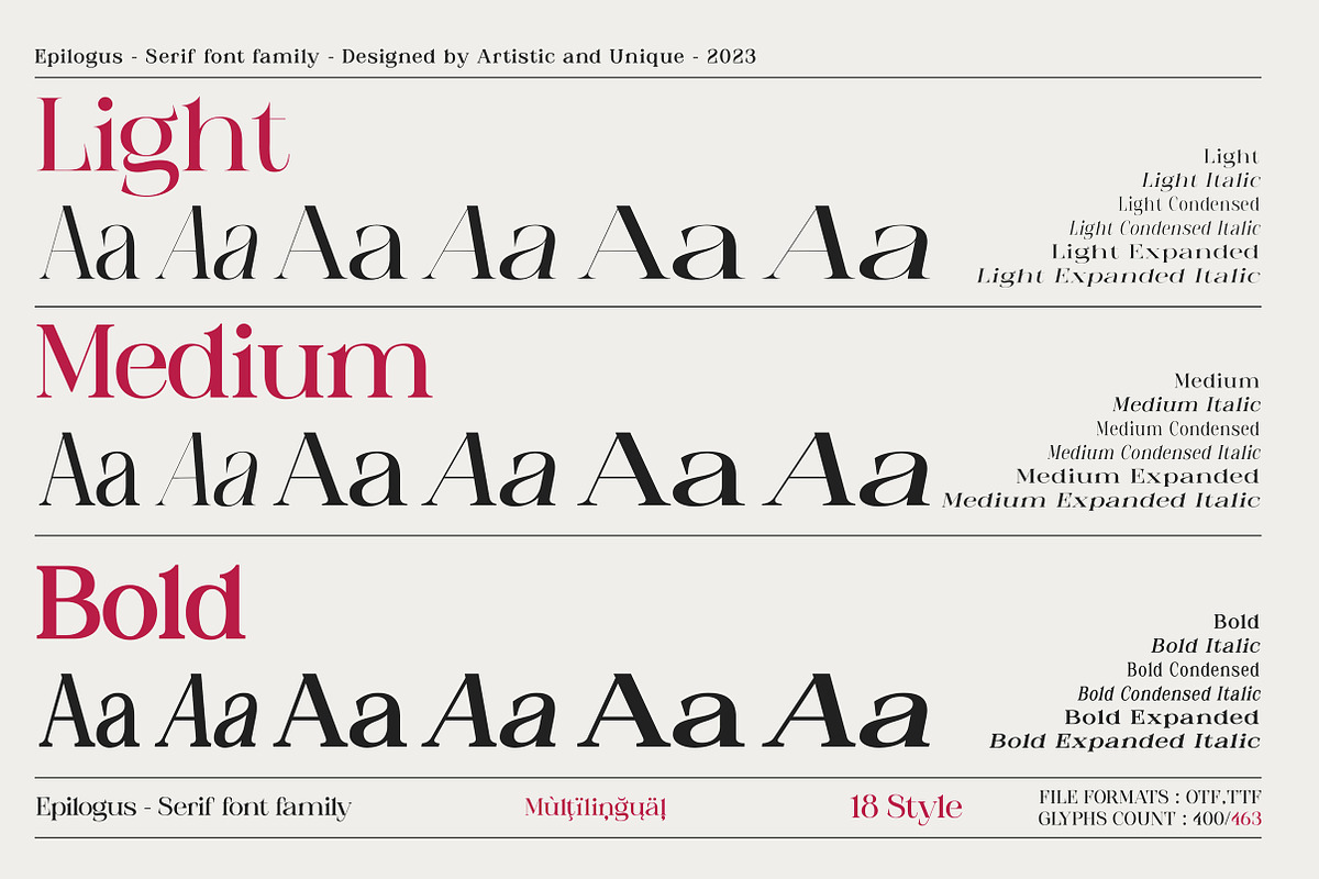 Epilogus - Serif font family, a Serif Font by Artistic & Unique (Photo 7 of 15)