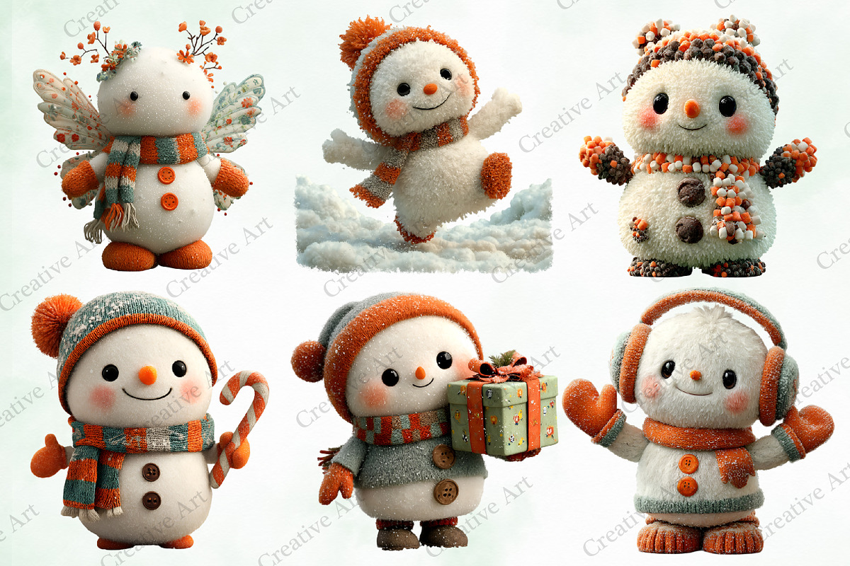 Christmas Snowman Clipart Bundle, an Illustration by Creative Art (Photo 3 of 10)