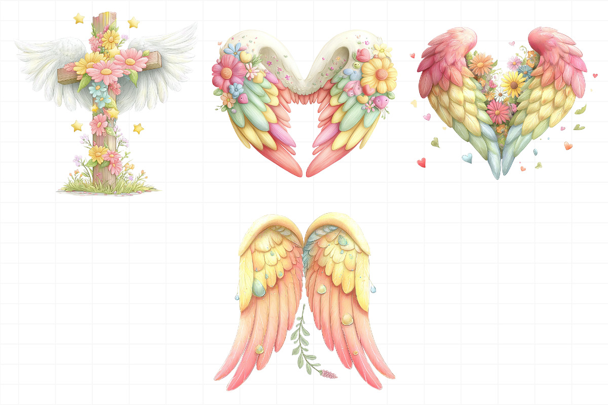 Whimsical Easter Heaven Angel Wings, an Illustration by Daily.Designs (Photo 3 of 8)