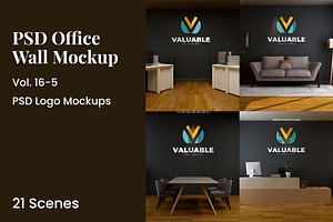 PSD Modern Office Wall Logo Mockup