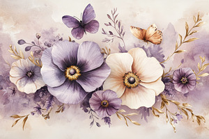 Watercolor floral arrangement with b, a Photo by Pixeness Studio