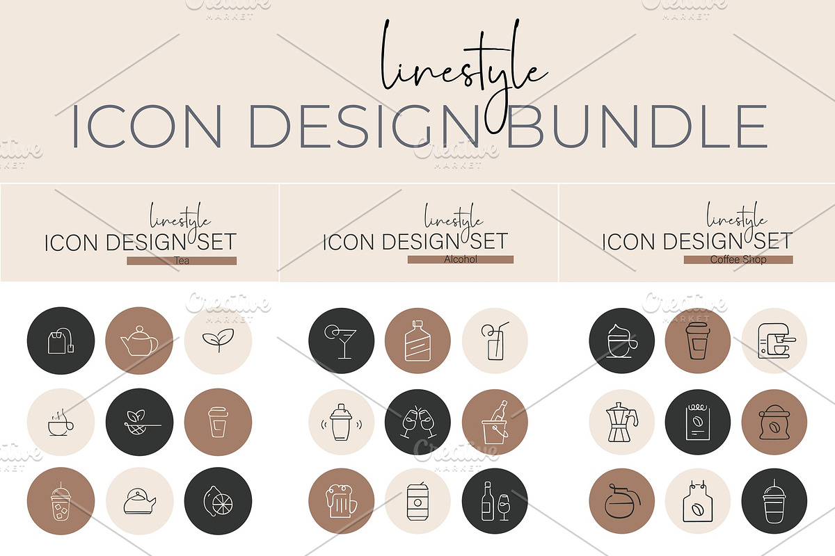 Linestyle Icon Design Bundle Drink, an Outline Icon by pepulousdsg