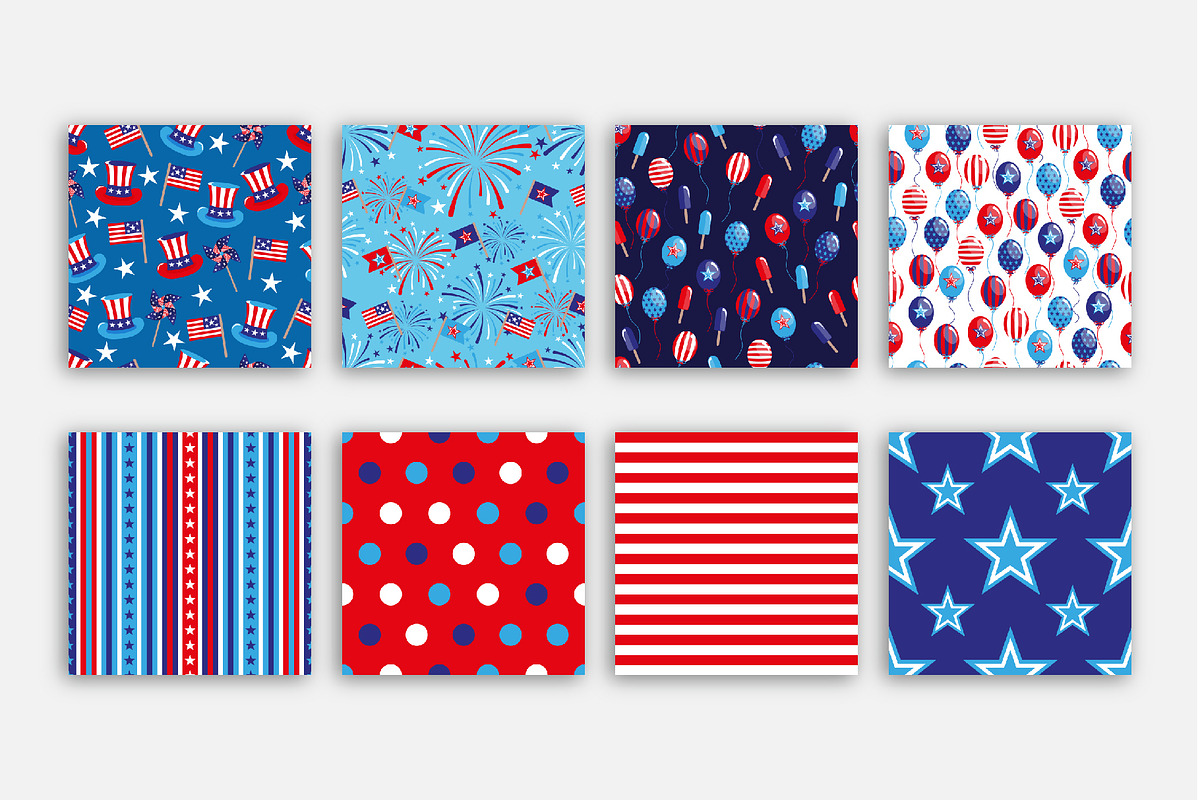 Seamless American Party Patterns, a Pattern Graphic by Iryna Denysova (Photo 12 of 13)
