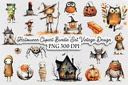 Halloween Clipart Bundle Set Vintage, a Decorative Illustration by Moon Studio (Thumbnail 1 of 5)