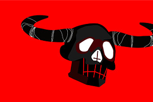 Horror Devil skull with horns