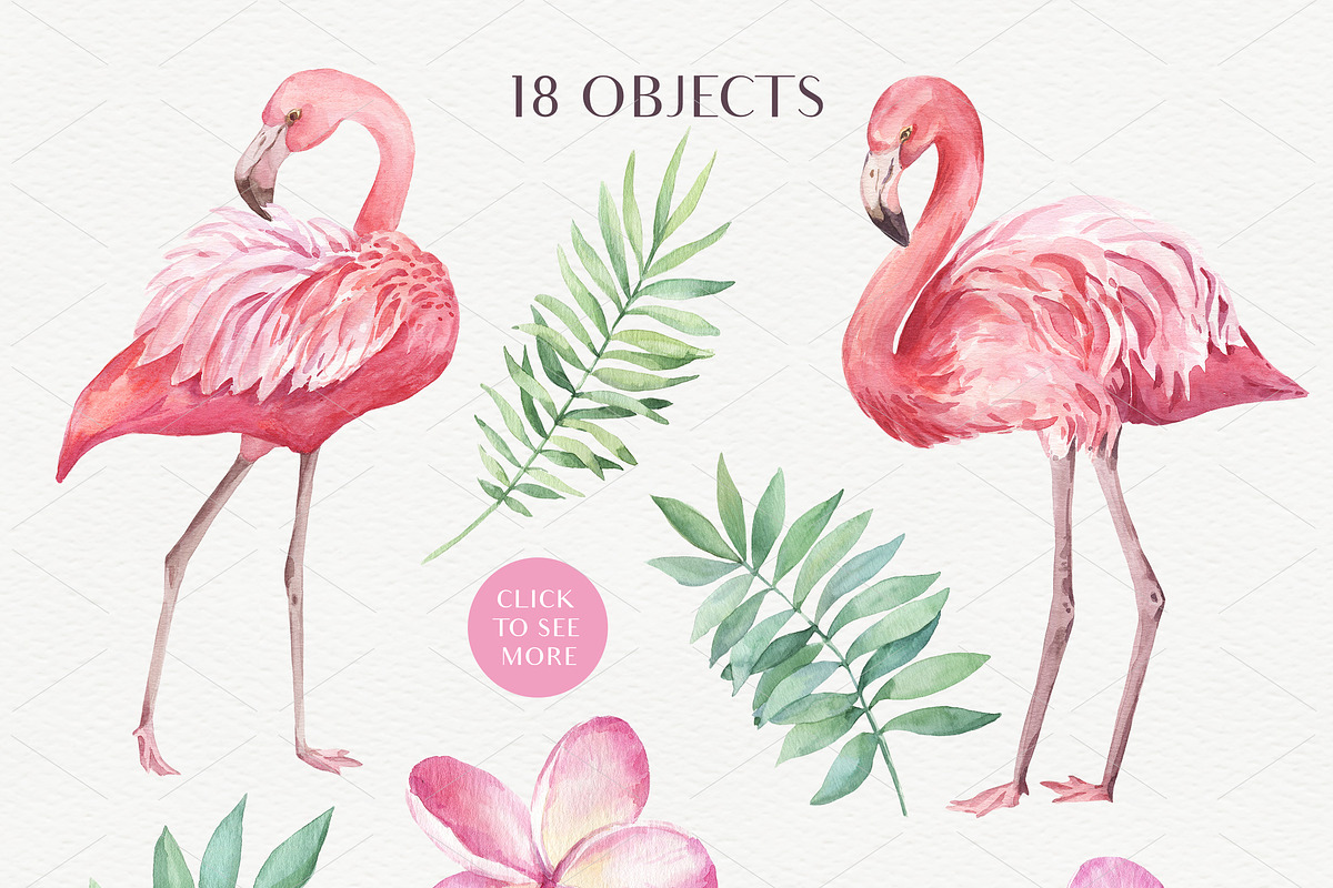 SALE!Tropical Blossom Watercolor Set, a Decorative Illustration by Irina Diasli (Photo 2 of 14)