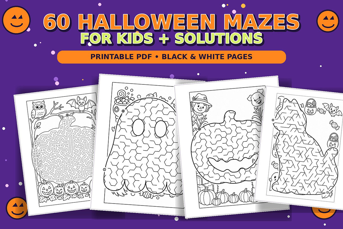 60 Halloween Mazes for Kids, a Seasonal Illustration by Dreamy Little Graphics (Photo 1 of 7)