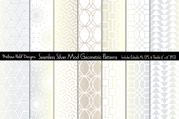 Seamless Silver Mod Geometrics preview 6