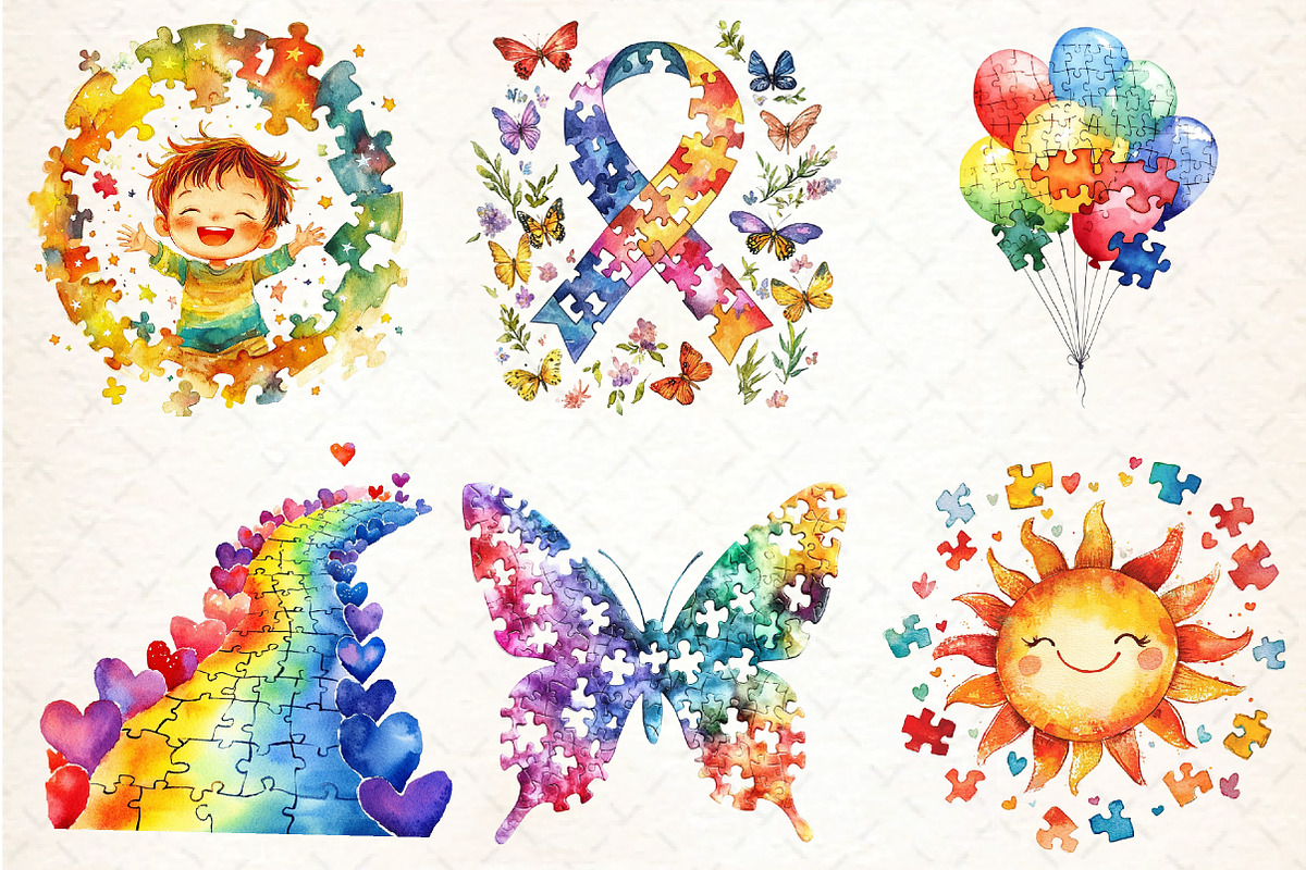 Watercolor Autism Awareness PNG, an Illustration by DreamCafeArt (Photo 3 of 8)