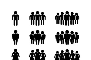 Set glyph icons of people group, a Solid Icon by motorama