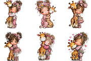 Whimsical Girl Hugging Giraffe PNG, an Illustration by CraftArtStudio (Thumbnail 2 of 6)