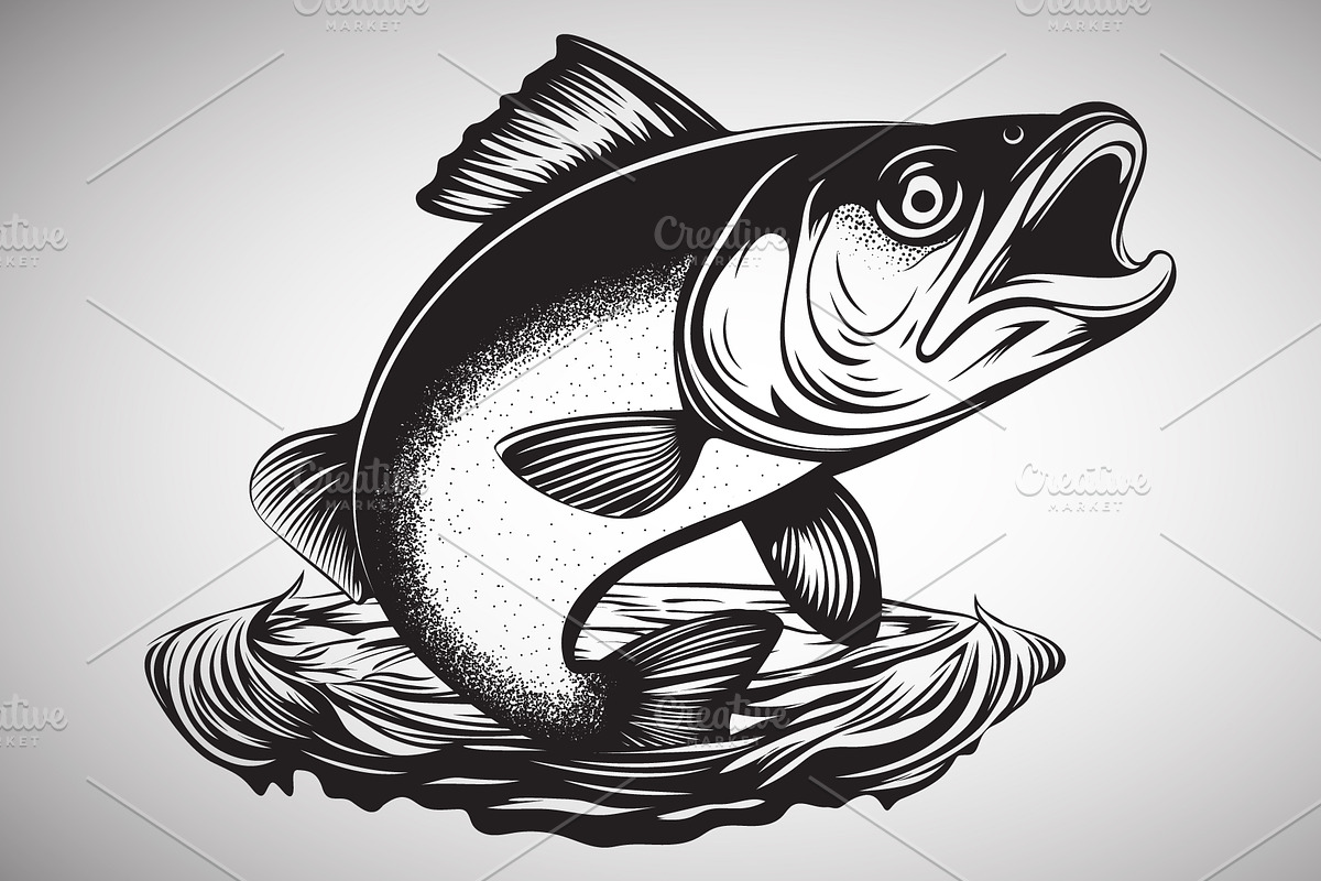 Fish Jumping out of the Water Vector, an Animal Illustration by Ghagra (Photo 2 of 4)
