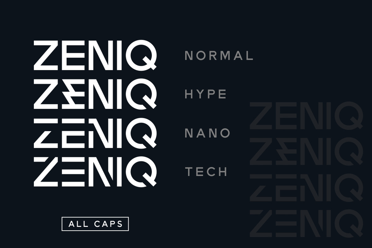 ZENIQ - Techno Font, a Sans Serif Font by Burhan Afif (Photo 2 of 7)