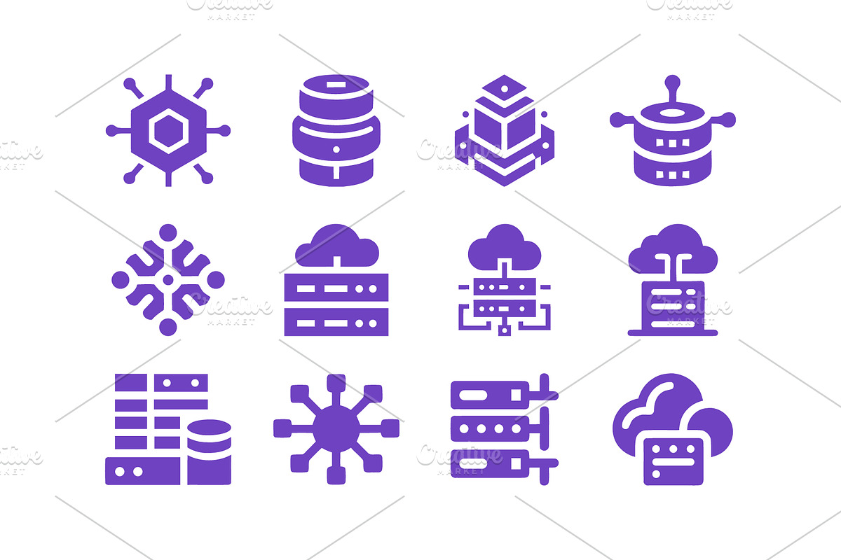 Tech Cloud Data Server Icons Bundle, a Solid Icon by Vectorium Studio (Photo 7 of 24)