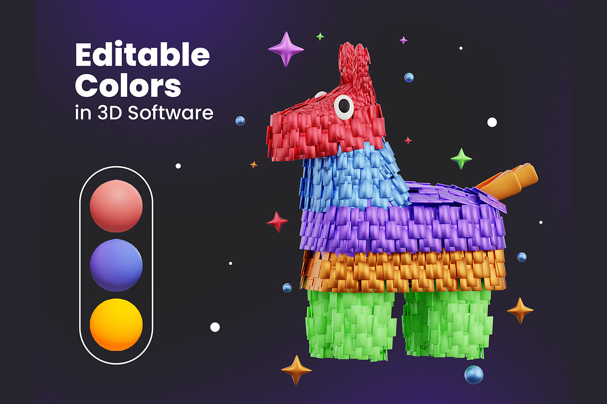 New Year Party 3D Icons, an Object 3D Model by Rakata Studio (Photo 3 of 7)