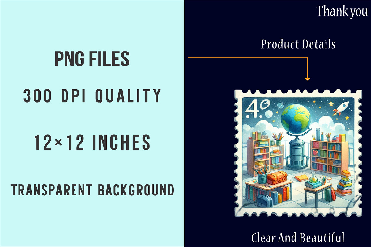 School Postage Stamp PNG, an Illustration by SinaCreation (Photo 4 of 5)