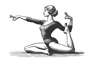woman doing yoga pose engraving, a Sport Illustration by AlexArt