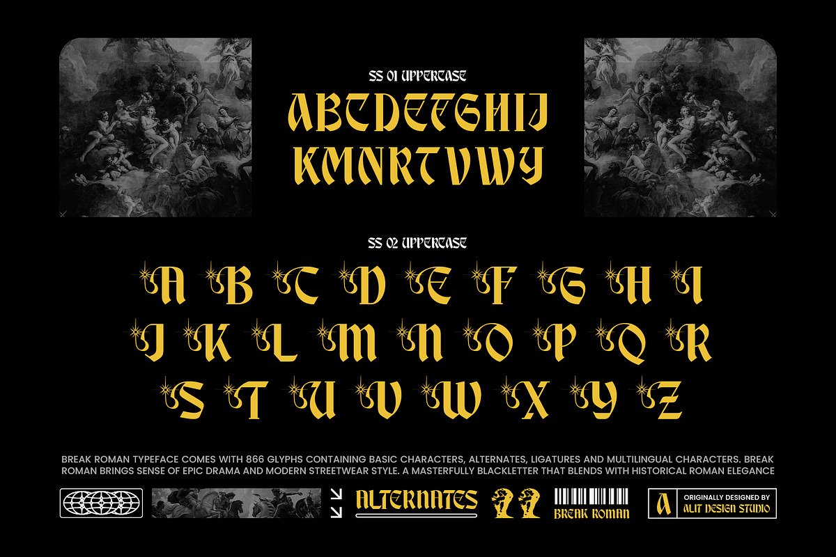 Break Roman Typeface, a Blackletter Font by alit design (Photo 9 of 17)