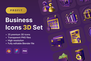 Profit- Business Icons 3D Set
