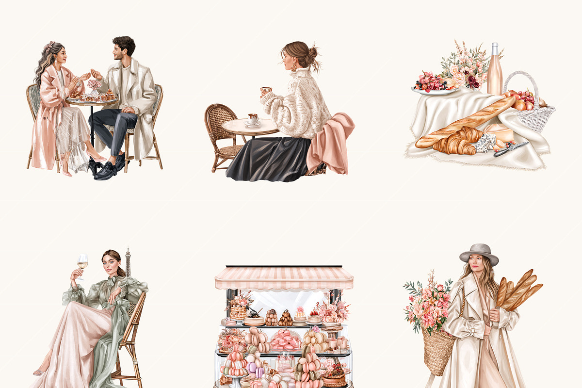 Watercolor French Paris Clipart, an Object Illustration by BusyDaydesign (Photo 3 of 9)