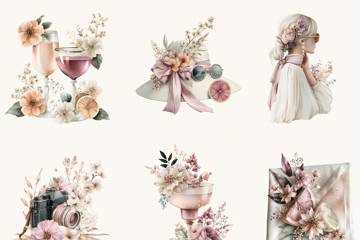 Watercolor Soft Pink Girl Clipart, a Person Illustration by BusyDaydesign (Photo 6 of 9)