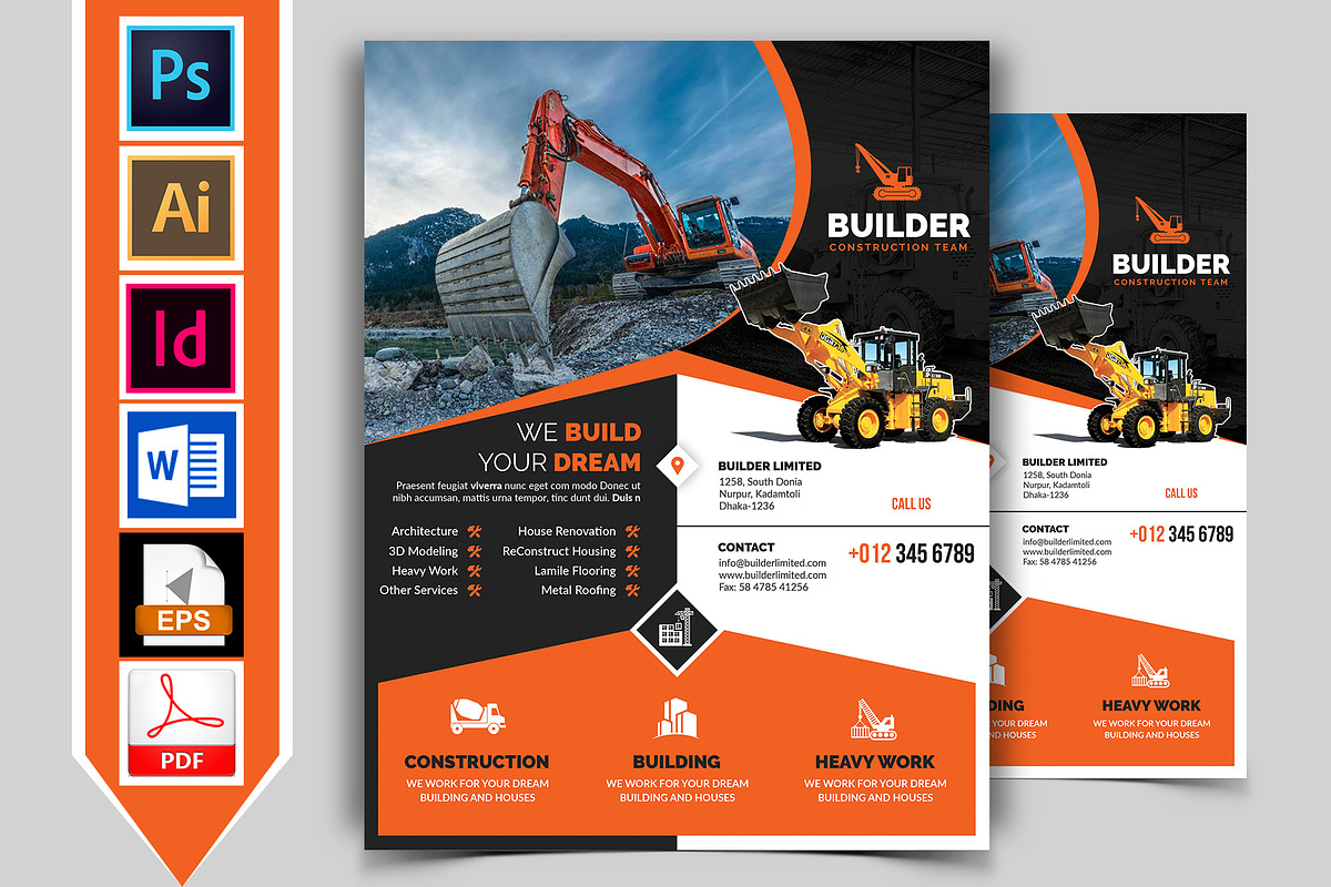 10 Construction Flyer Bundle 90% OFF, a Flyer Template by Imagine Design Studio (Photo 5 of 22)
