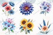 Watercolor Summer Flowers Clipart, a Graphic by designcity5 (Thumbnail 2 of 5)