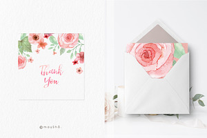 Watercolor Flower Wedding Invitation