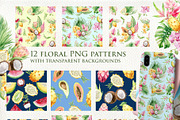 Tropical fruits and flowers, a Pattern Graphic by Antikva17 (Thumbnail 6 of 8)