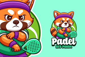 Red Panda Padel Cartoon Mascot Logo, a Branding & Logo Template by Gumrega Studio