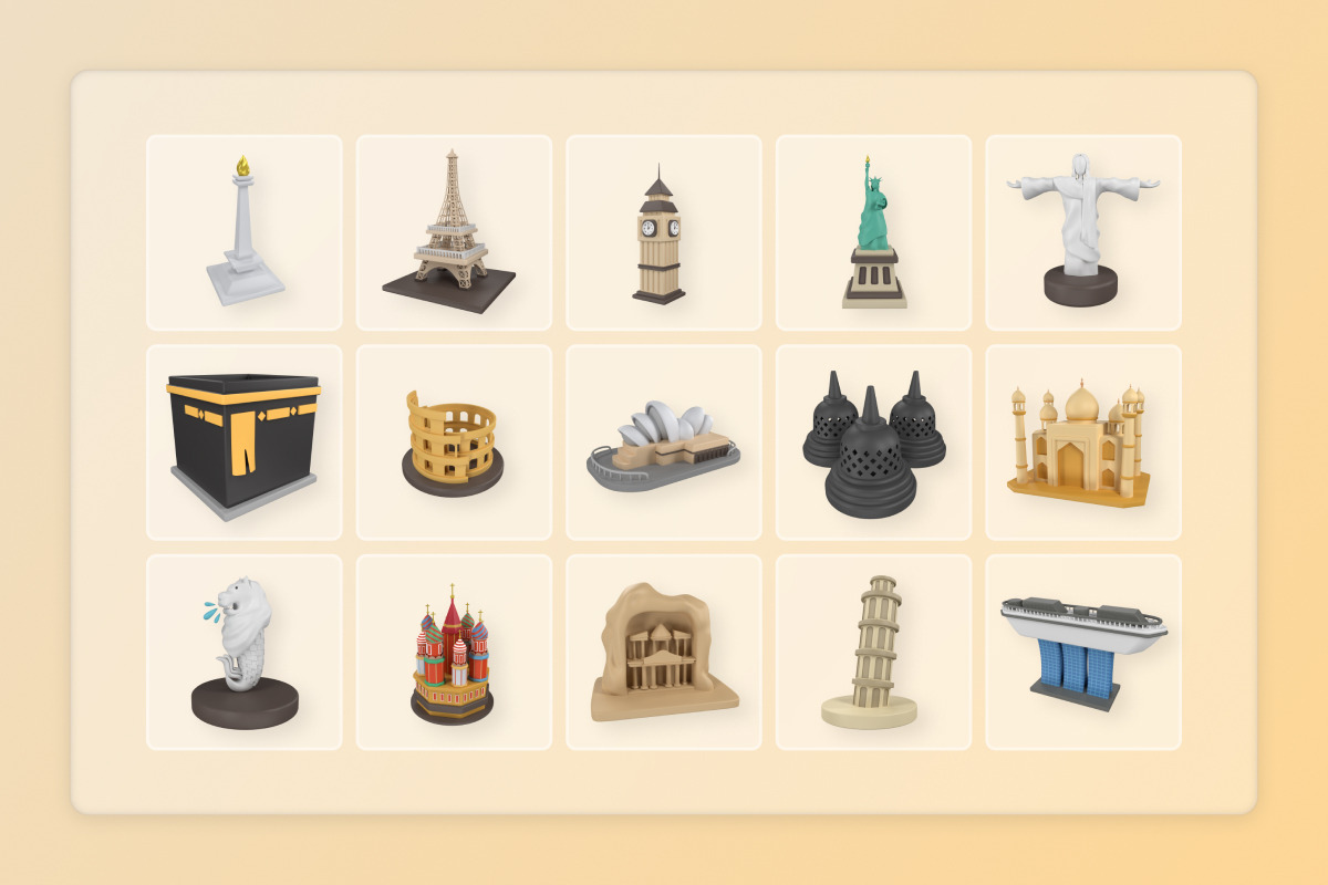 Global Monuments 3D Icons Packs, an Education Illustration by twinstd (Photo 6 of 6)