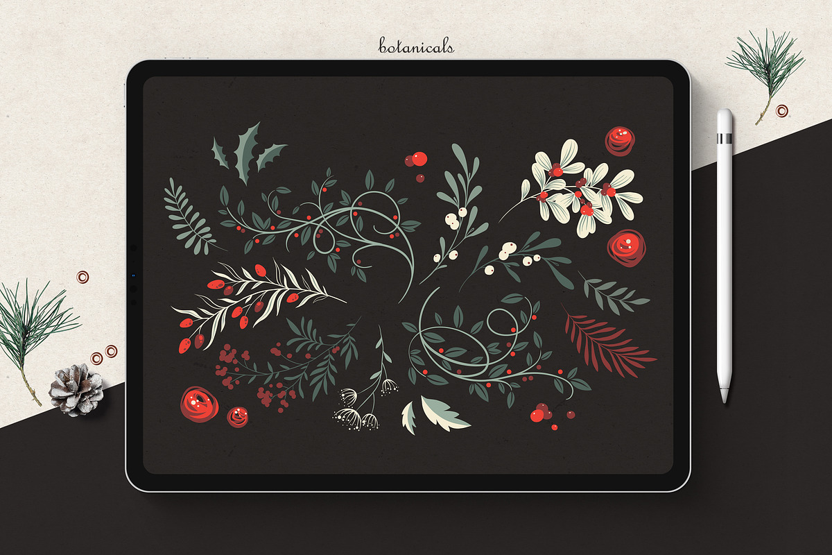 Winter Foliage Christmas Collection, a Decorative Illustration by Elena Paletskaya (Photo 2 of 8)