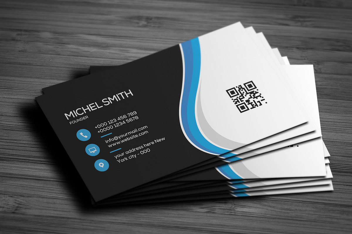 Wavy Stylish Business Card, a Business Card Template by Saman Osama (Photo 1 of 3)