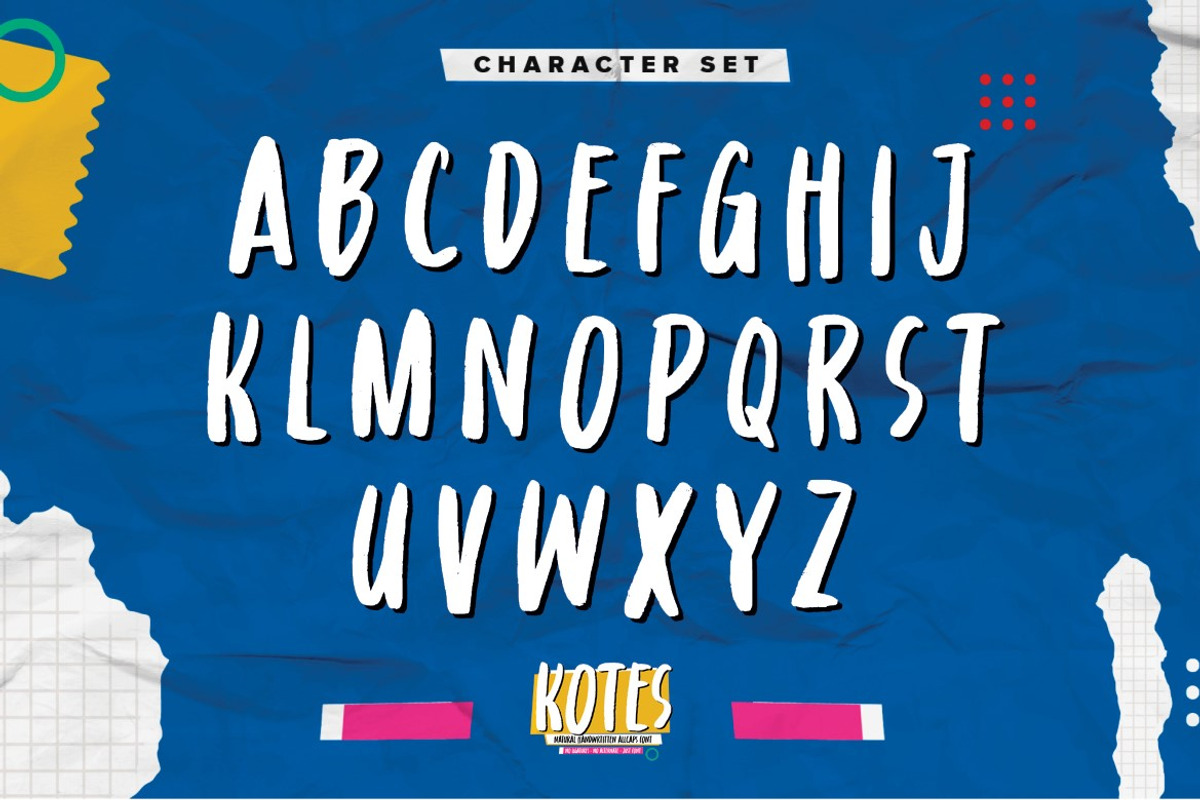 Kotes - Natural Handwritten Allcaps, a Script Font by Gassstype (Photo 2 of 8)